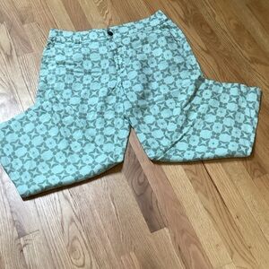 Crown & Ivy Light Green Patterned Chinos